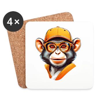 Cool Affe mit Cap und Brille - Untersetzer (4er-Set) - Weiß - Vorne