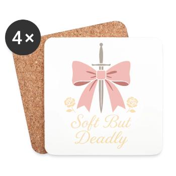 Coquette Aesthetic Bow Pattern Girly Pastel - Coasters (set of 4) - white - Front