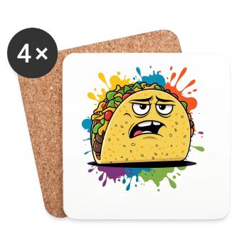 Graphique de taco élégant avec expression - Dessous de verre (lot de 4) - blanc - Devant