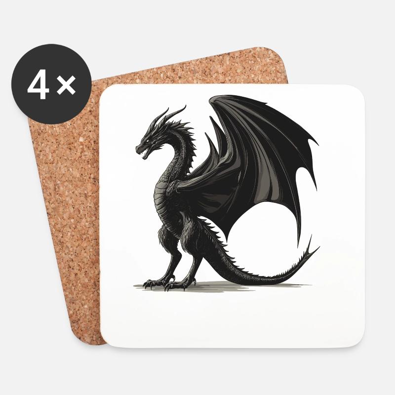 Drachen Drache - Untersetzer (4er-Set) - Weiß
