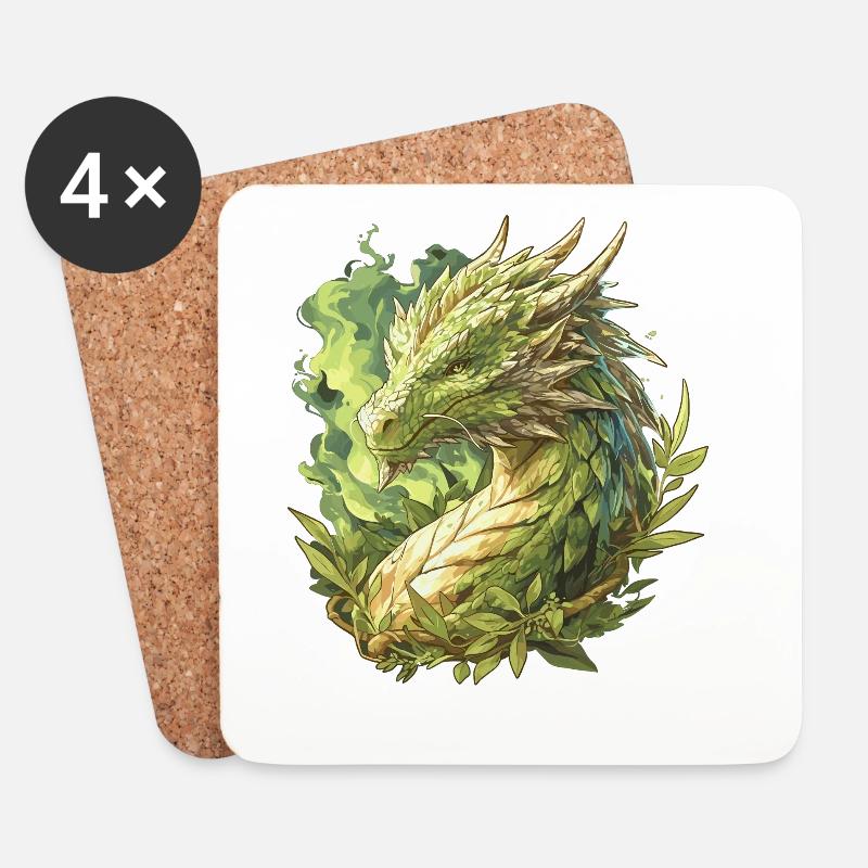 Drachen Drache - Untersetzer (4er-Set) - Weiß