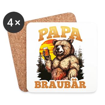 Father's Day DAD BROWN BEAR Soon to be Dad Funny - Coasters (set of 4) - white - Front