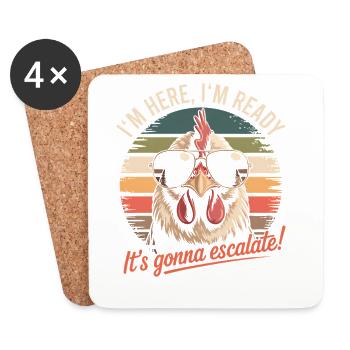 Im Here Ready It Escalates Eh Chicken Party Retro - Coasters (set of 4) - white - Front