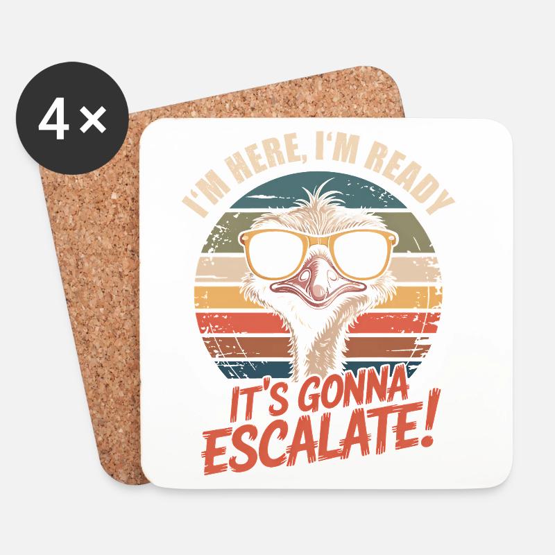 Im Here Ready Strauss Escalate Spruch Party Retro - Untersetzer (4er-Set) - Weiß