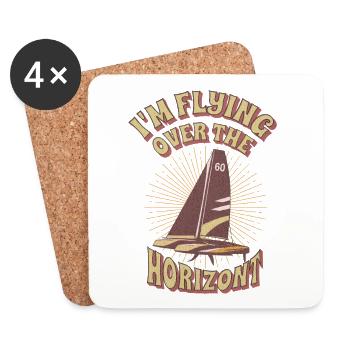 Voilier; Catamaran avec une devise inspirante - Dessous de verre (lot de 4) - blanc - Devant