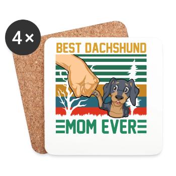 Best Dachshund Mom Ever - Coasters (set of 4) - white - Front