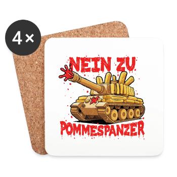 Nein zu Pommespanzer Sport Gym - Untersetzer (4er-Set) - Weiß - Vorne