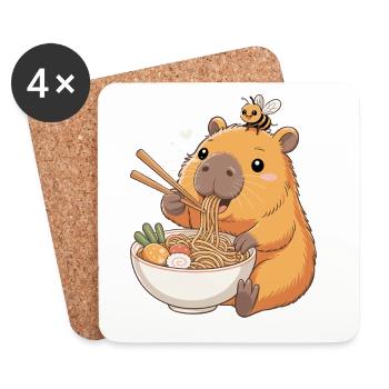 Capybara Ramen Kawaii Anime Noodle Japan - Coasters (set of 4) - white - Front