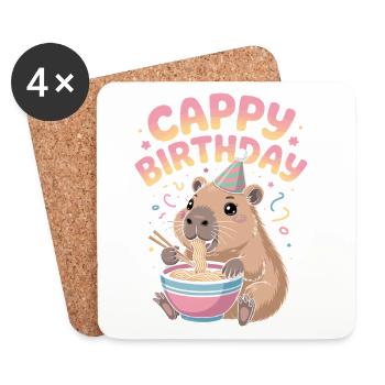 Cappy Geburtstag Capybara Ramen CAPPY BIRTHDAY - Untersetzer (4er-Set) - Weiß - Vorne