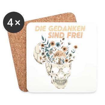 Flowers in the skull with a message - Coasters (set of 4) - white - Front