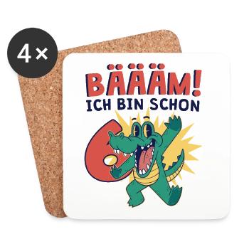 Cadeau d'anniversaire pour les 6 ans d'un enfant - Dessous de verre (lot de 4) - blanc - Devant