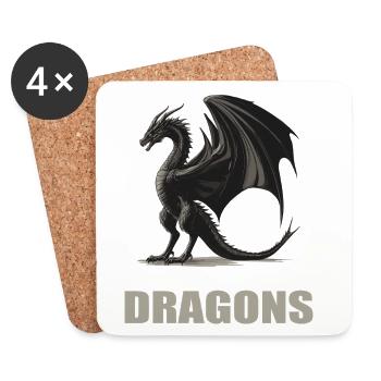 Drachen Drache - Untersetzer (4er-Set) - Weiß - Vorne