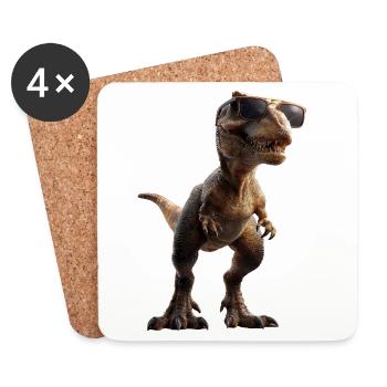 T-Rex Tyrannosaurus Rex Dino Papa Dinosaure - Dessous de verre (lot de 4) - blanc - Devant
