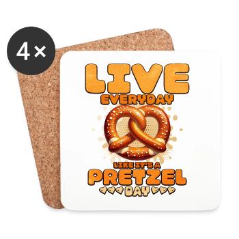 Joie de vivre avec des bretzels et du cœur - Dessous de verre (lot de 4) - blanc - Devant