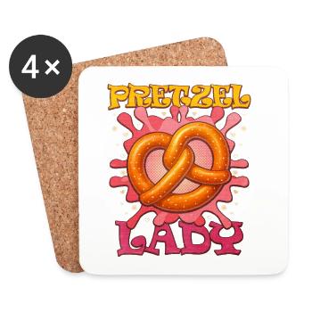 Kunterbunter Bretzel mit Mädchen-Slogan - Untersetzer (4er-Set) - Weiß - Vorne