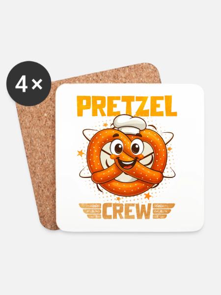 Bretzel Pretzel Bäcker mit Lächeln - Untersetzer (4er-Set) - Weiß