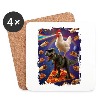 Galaxie des animaux heureux - Dessous de verre (lot de 4) - blanc - Devant
