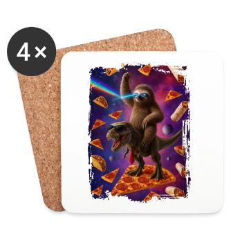 Weltraum-Entdecker Drache und Faultier - Untersetzer (4er-Set) - Weiß - Vorne