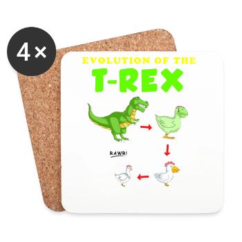 Évolution de l’illustration du dinosaure T-Rex - Dessous de verre (lot de 4) - blanc - Devant