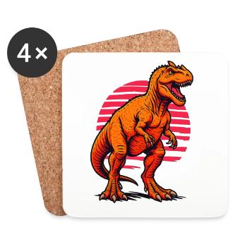 Lebendige Dinosaurier-Illustration für Bekleidung - Untersetzer (4er-Set) - Weiß - Vorne