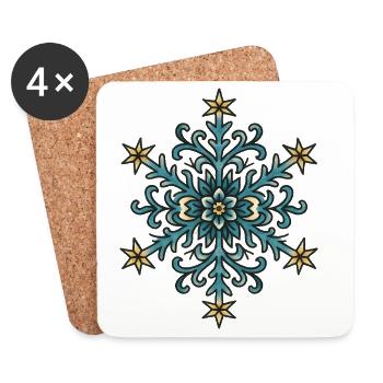 Motif festif de flocon de neige bleu - Dessous de verre (lot de 4) - blanc - Devant