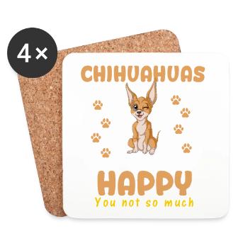 Chihuahua Clin d’œil Chien heureux T-Shirt - Dessous de verre (lot de 4) - blanc - Devant