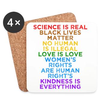 Social Justice Love Equality Human Rights  - Coasters (set of 4) - white - Front