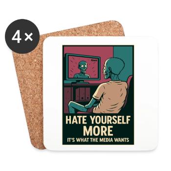 Creepy Skeleton Zombie TV Mirror Design - Coasters (set of 4) - white - Front