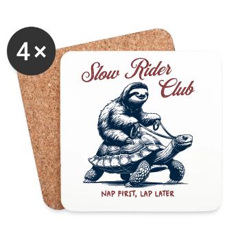Slow Rider Club - Sloth &amp; Turtle - Coasters (set of 4) - white - Front