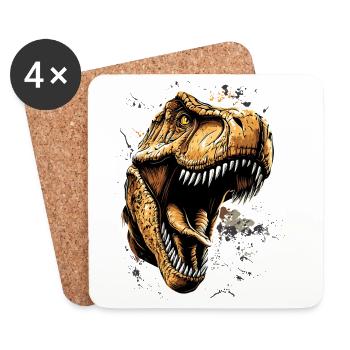 T-Rex Tyrannosaurus Rex Dino Papa Dinosaure - Dessous de verre (lot de 4) - blanc - Devant