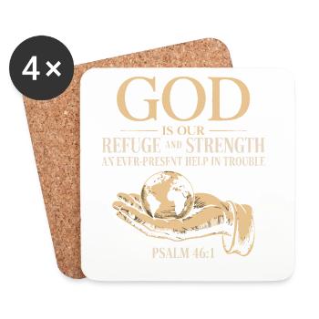 God Is Our Refuge and Strength – Psalm 46:1 - Coasters (set of 4) - white - Front