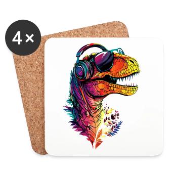 T-Rex Tyrannosaurus Rex Dino Papa Dinosaure - Dessous de verre (lot de 4) - blanc - Devant