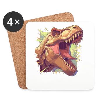 Dino Dinosaure Dinosaure - Dessous de verre (lot de 4) - blanc - Devant