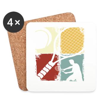 Retro Tennis Spieler Silhouette Design - Untersetzer (4er-Set) - Weiß - Vorne