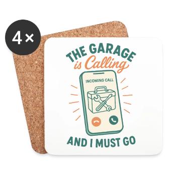 The Garage Calls the Mechanic Funny Saying - Coasters (set of 4) - white - Front