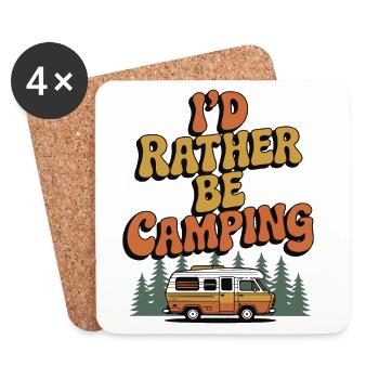 I'd Rather Be Camping - Coasters (set of 4) - white - Front