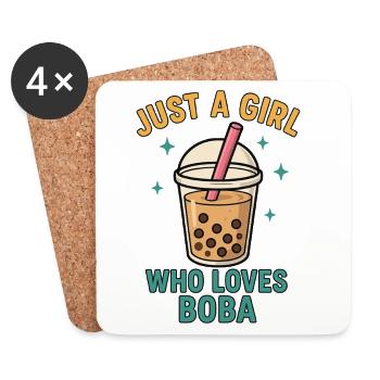 Boba Lovers Motif - Coasters (set of 4) - white - Front