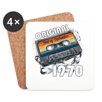 55. Geburtstag Kassette September Jahrgang 1970 - Untersetzer (4er-Set) - Weiß - Vorne
