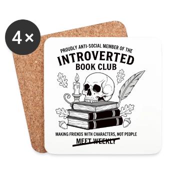 Anti Social Introvert Book Club Design - Coasters (set of 4) - white - Front