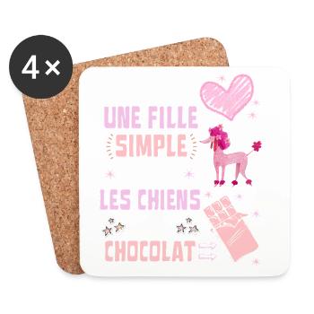 Je suis une fille Simple Chiens et Chocolat - Dessous de verre (lot de 4) - blanc - Devant