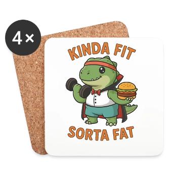 Kinda Fit Sorta Fat Funny Gym Cute Hippo Retro - Untersetzer (4er-Set) - Weiß - Vorne