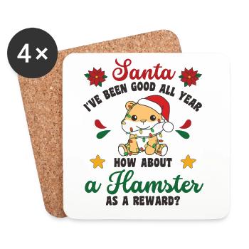 Ich will ein Hamster zu Weihnachten süße Hamster - Untersetzer (4er-Set) - Weiß - Vorne