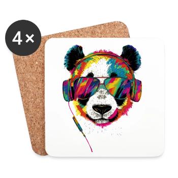 Panda Ours Pandas Géants Panda Géant Mignon Panda Ours Panda - Dessous de verre (lot de 4) - blanc - Devant