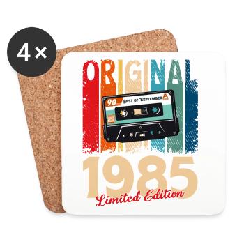 40th Birthday Cassette September Vintage 1985 - Coasters (set of 4) - white - Front