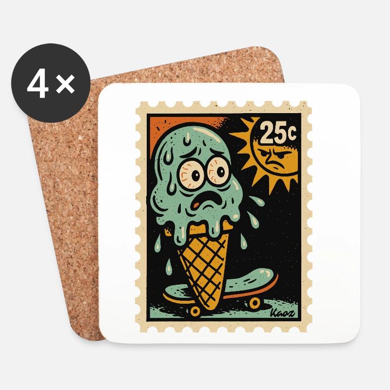 Melancholisches Eis und Sonnenstempel - Untersetzer (4er-Set) - Weiß