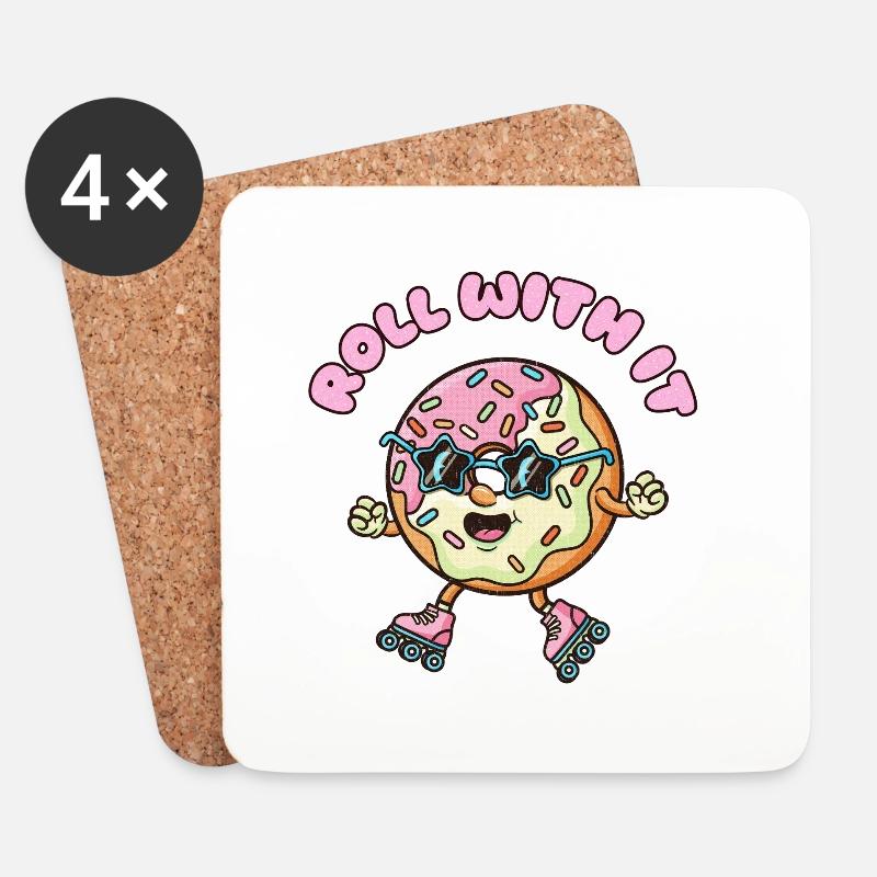 Glücklicher Donut-Skater - Untersetzer (4er-Set) - Weiß