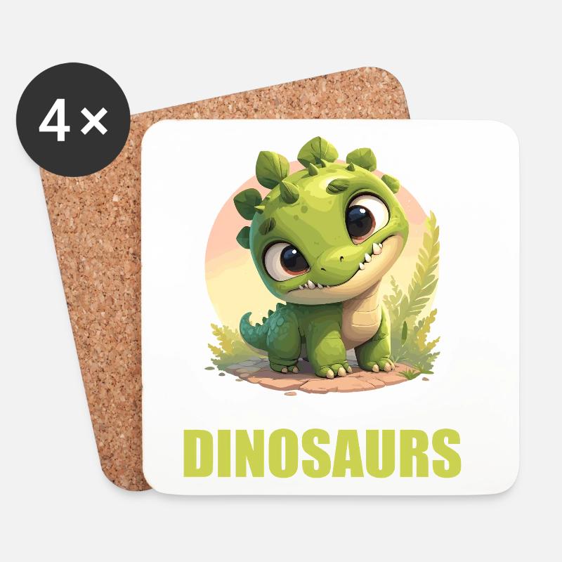 Dino Saurier Dinosaurier - Untersetzer (4er-Set) - Weiß