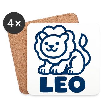 Signe du zodiaque Lion Minimaliste mignon - Dessous de verre (lot de 4) - blanc - Devant