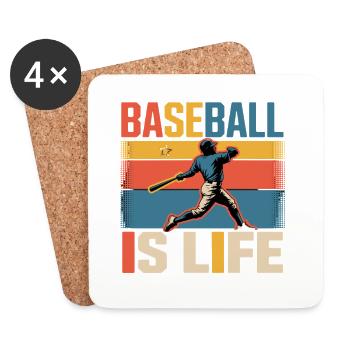 Fan de batteur rétro vintage de Baseball Is Life - Dessous de verre (lot de 4) - blanc - Devant