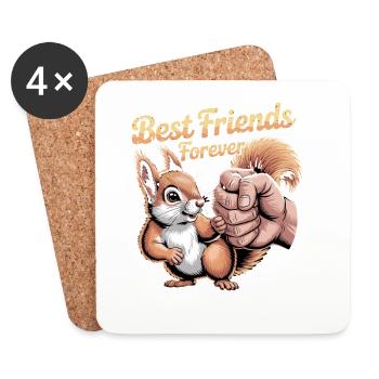 Best Friends Forever Squirrel Fistbump - Coasters (set of 4) - white - Front